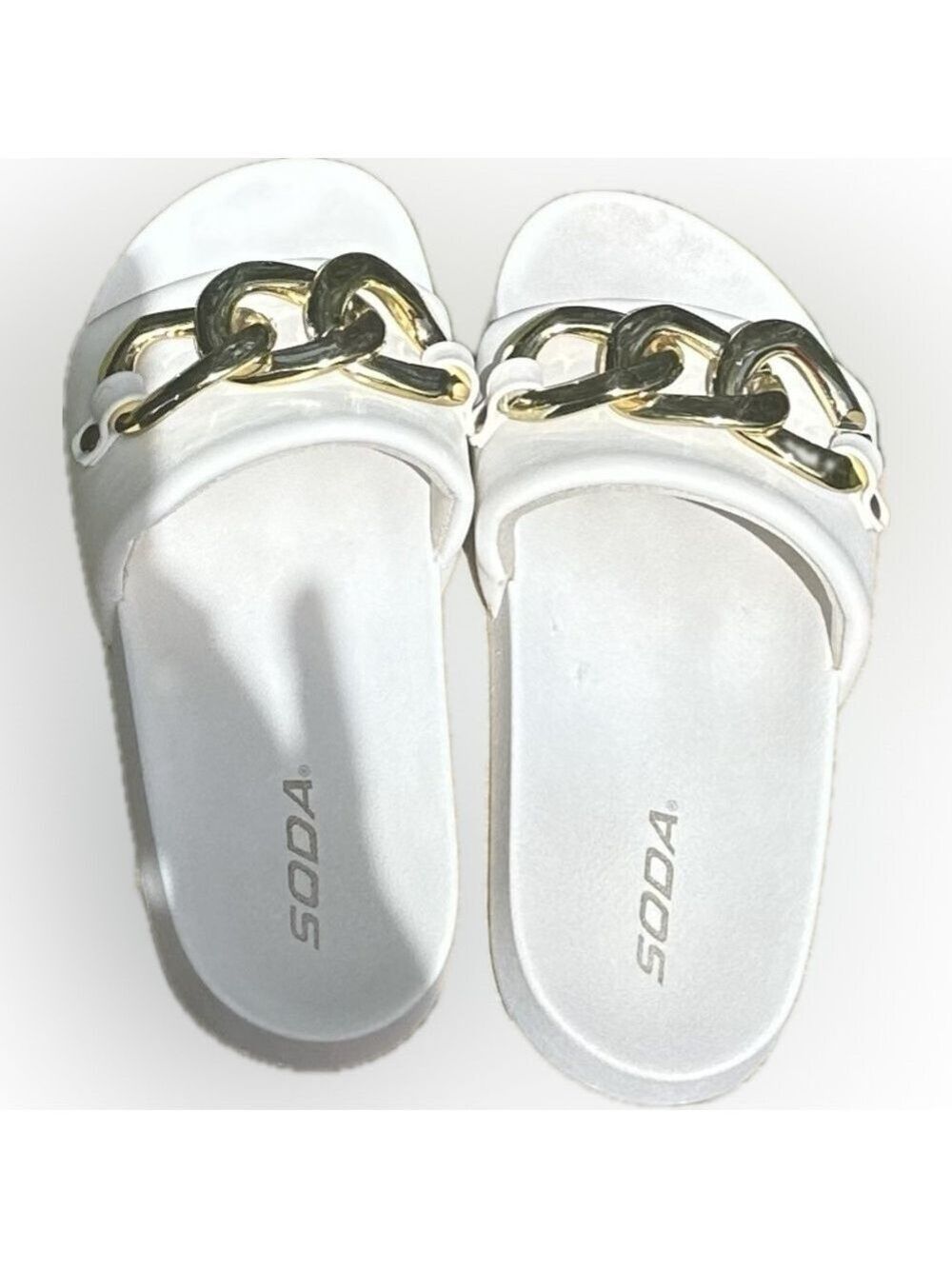 SODA Talent Women Casual Comfort Fashion Chain on Upper Slide Sandals USA size 7